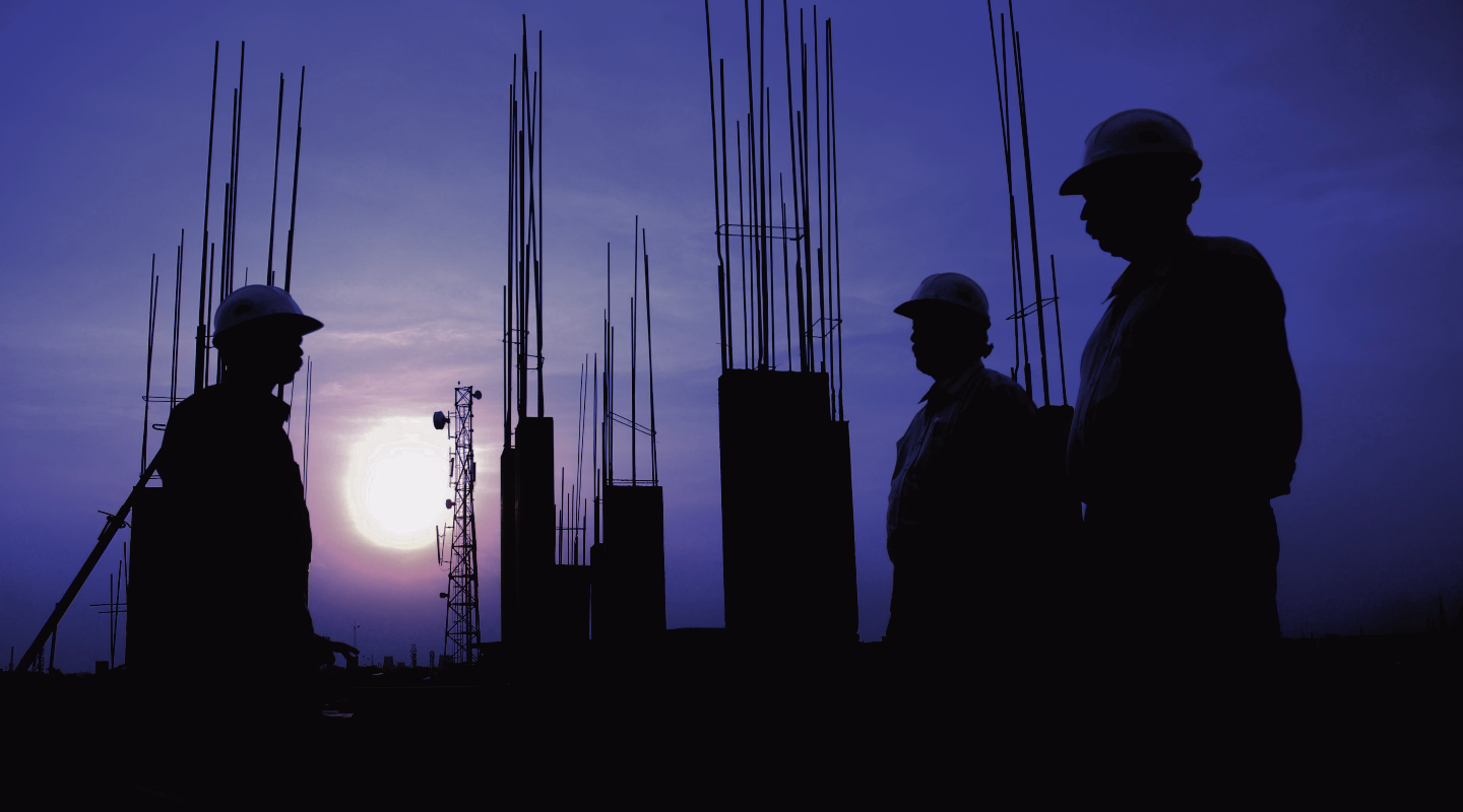Construction workers silhouette