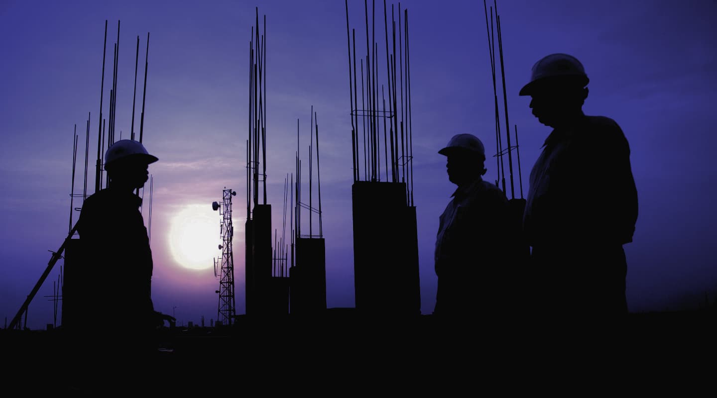 Construction workers silhouette